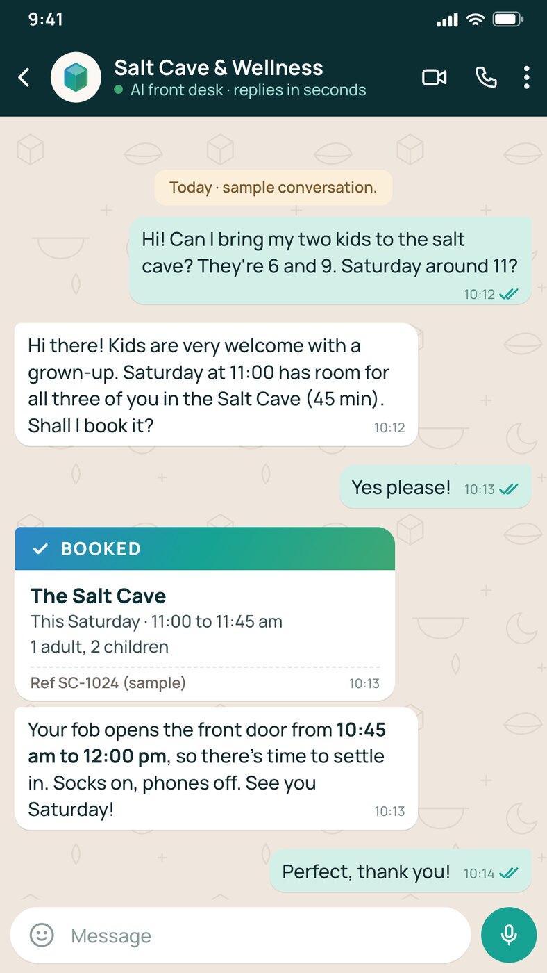 WhatsApp booking conversation